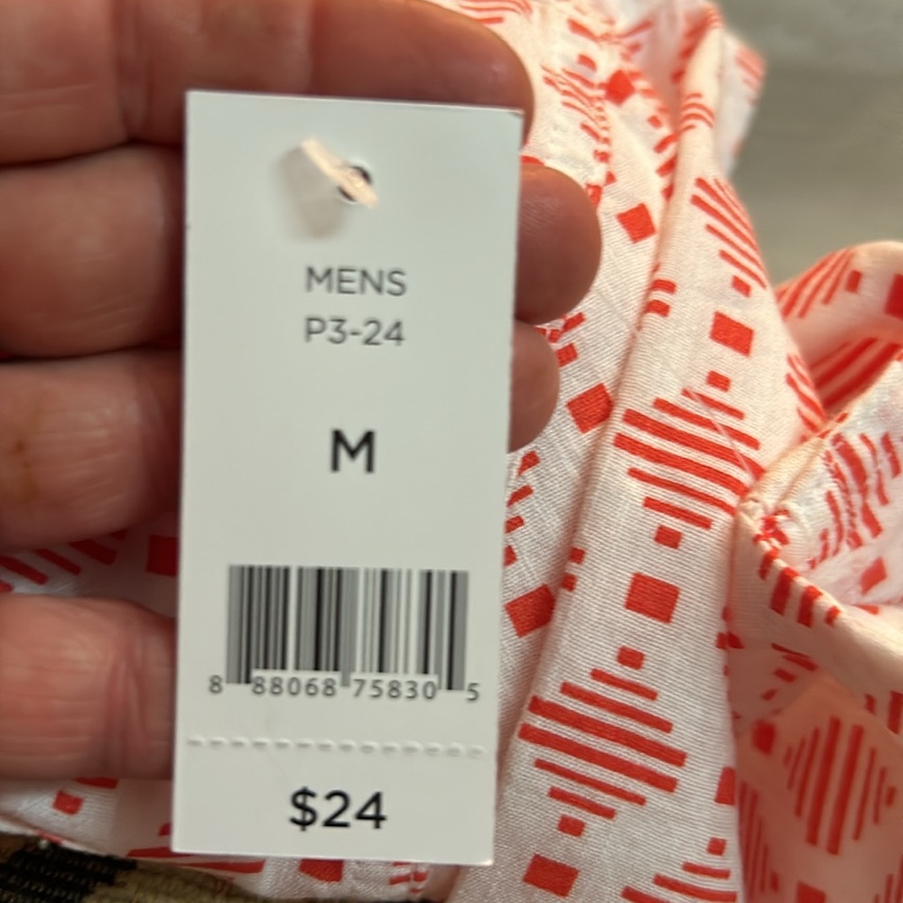 New Mens 100% Cotton Orange and White Pattern Short Sleeve ( Dip) - Picture 4 of 8